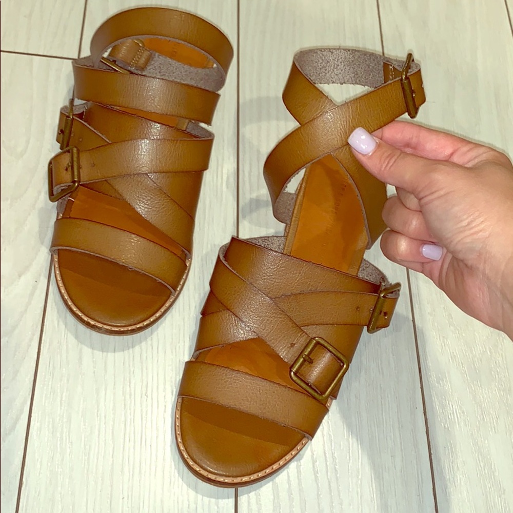 Schuler & Sons brown leather gladiator sandals